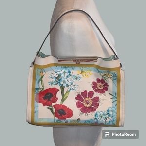 🎈VGUC Nanette Lepore White Vegan Leather Shoulder Bag Floral PRICE IS FIRM